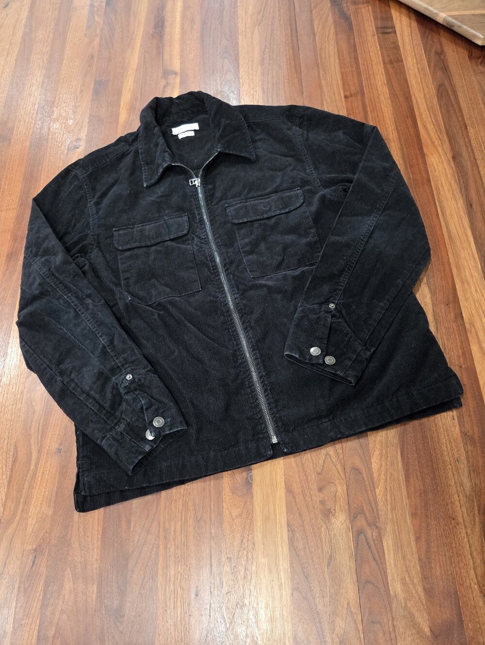 Urban Outfitters UO Ryder Black Corduroy Zip Shirt Utility Jacket  Size Large